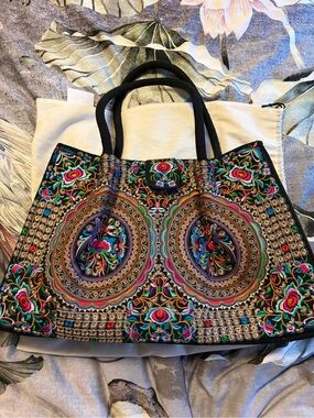 Embroidered Multicolor Tote Bag